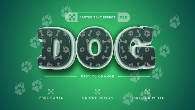 3D Dog Editable Text Effect,  Font Style