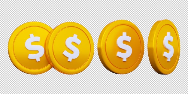 3d dollar coin icon isolated