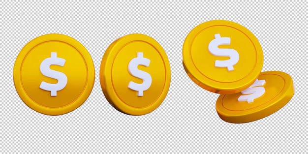 3d dollar coin icon isolated