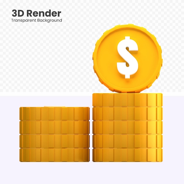 3d Dollar Coin Stack Illustration