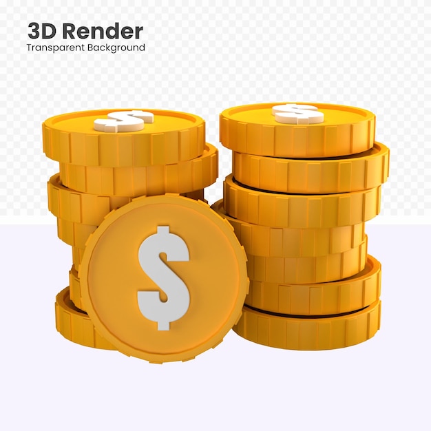 3d Dollar Coin Stack Illustration