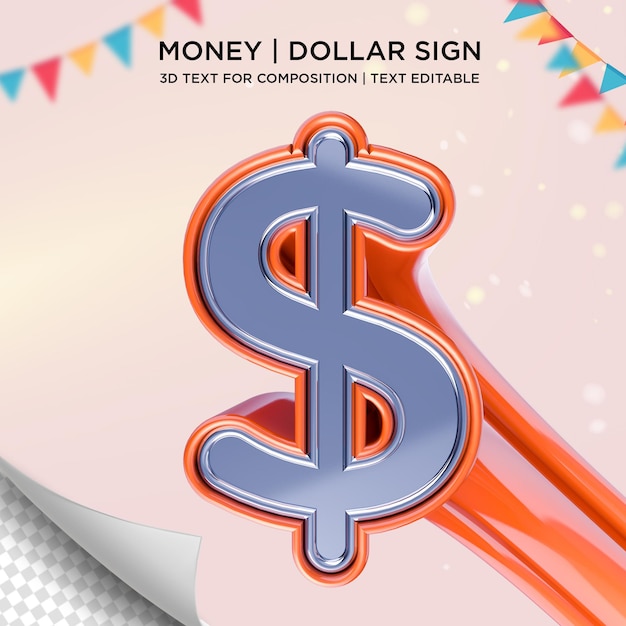 3d dollar sign isolated Premium Psd