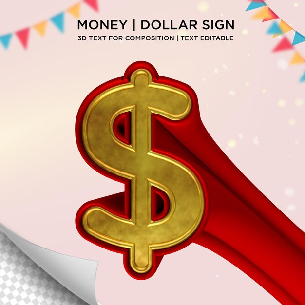 3d dollar sign isolated Premium Psd