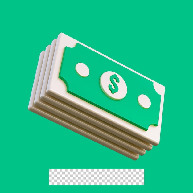 3d dollar stack icon isolated