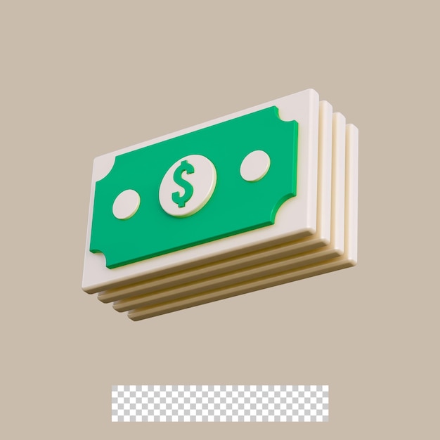 3d dollar stack icon isolated