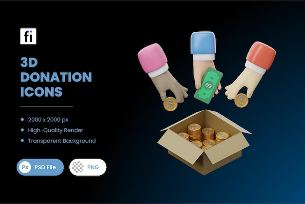 3D Donation Illustration Crowdfunding