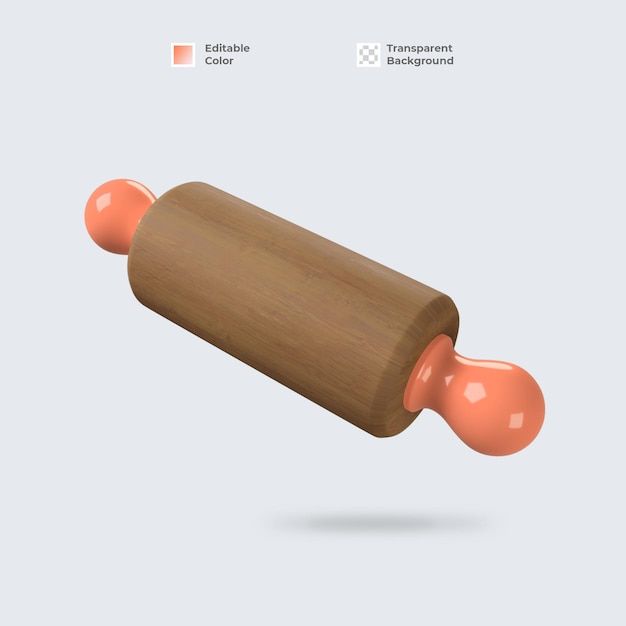 3d dough roller icon render isolated