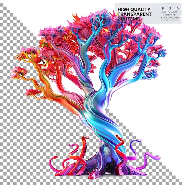 PSD 3d dragon tree icon a colorful 3d dragon tree icon on transparent background