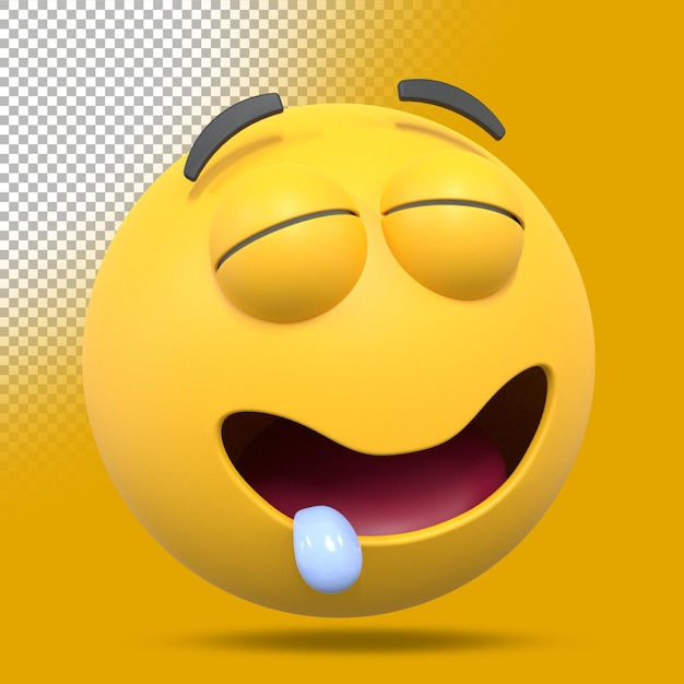 3d drooling face emoji. Three dimensional render illustration.