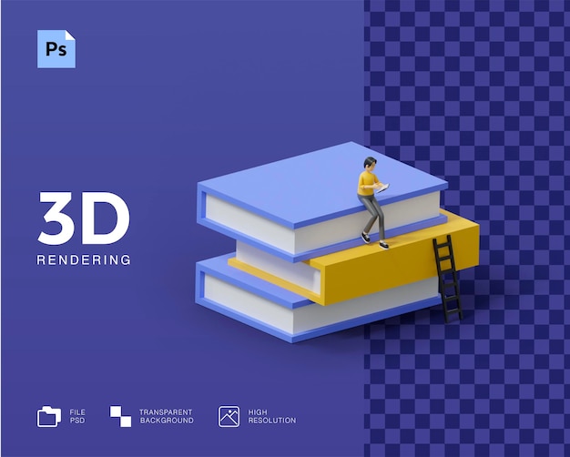 PSD 3d e learning concept rendering