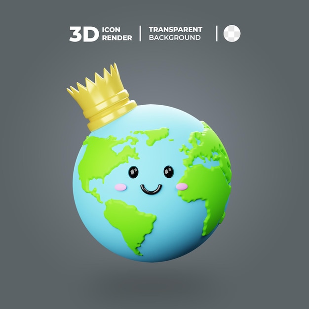 A 3d earth with a crown on it