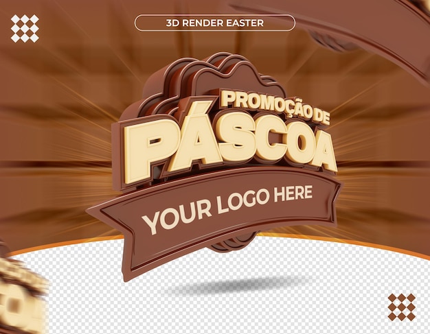 3d easter label in brazilian realistic rendering