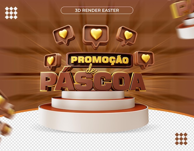 3d easter promotion label in brazilian realistic rendering 