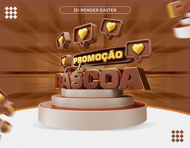 3d easter promotion label in brazilian realistic rendering 