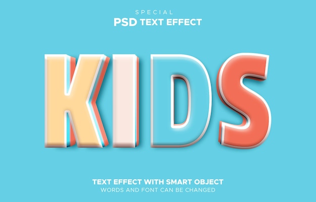 3d editable baby kids colorful text effect