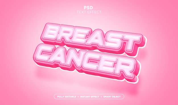 3d editable breast cancer awareness 2023 text effect with pink background