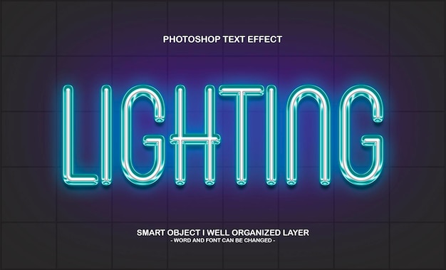 PSD 3d editable lighting text effect mockup template