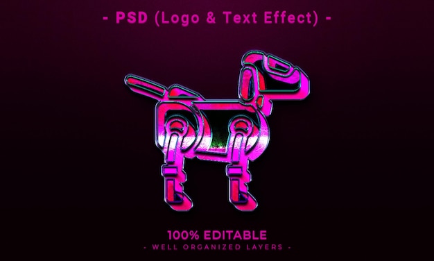 PSD 3d editable logo and text effect style mockup with dark abstract background