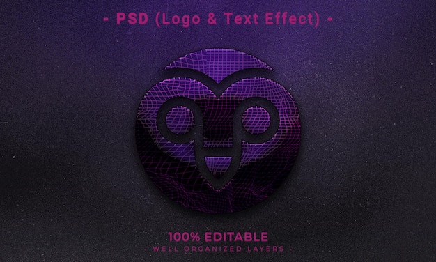 3d editable logo and text effect style mockup with dark abstract background