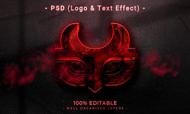 PSD 3d editable logo and text effect style mockup with dark abstract background