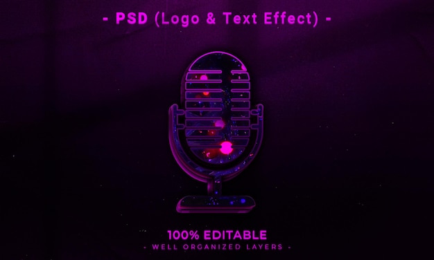 3d editable logo and text effect style mockup with dark abstract background