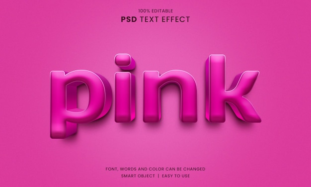 3d editable pink text style effect