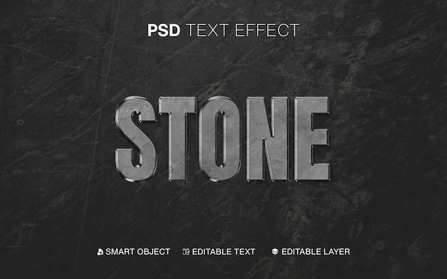 PSD 3d editable realistic stone text effect