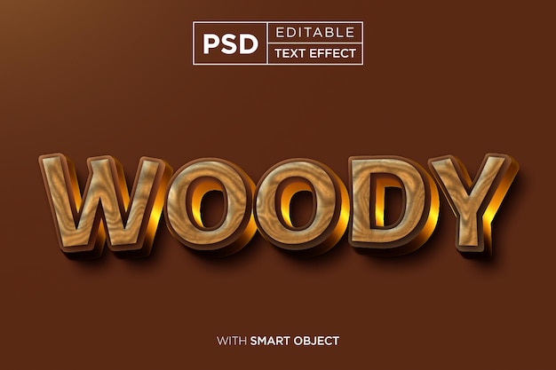 3d editable text effect woody wooden texture typography text style