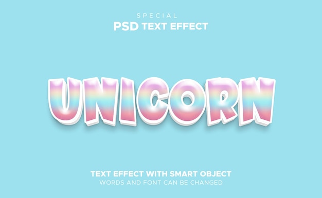 3d editable unicorn text effect smart object