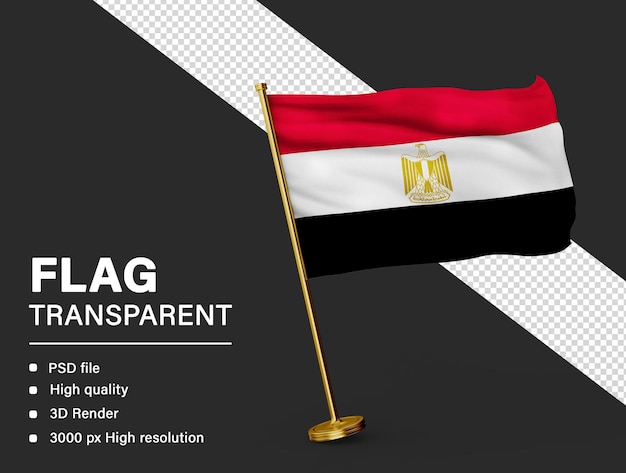 3D Egypt flag isolated on transparent background