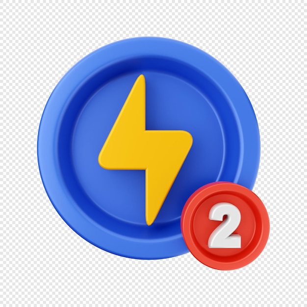 3D Electrical Notification Icon Illustration