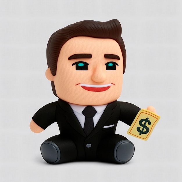 3D Emoji Business Man Holding Money