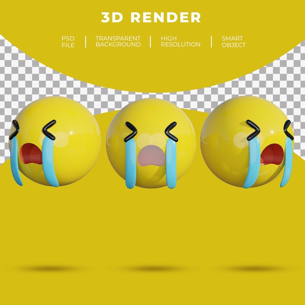 PSD 3d emoji social media face cheerful smile rendering 