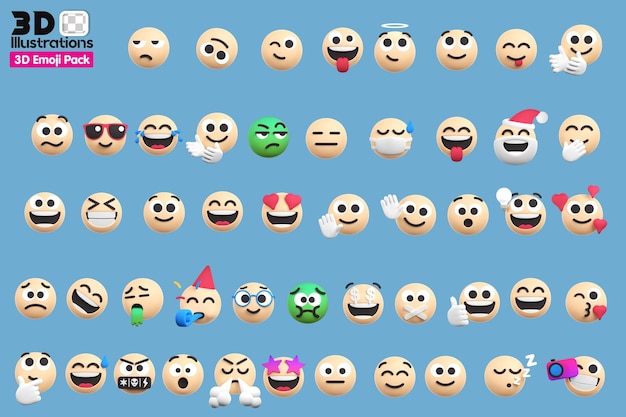 3D Emoji White Pack in various points of view design