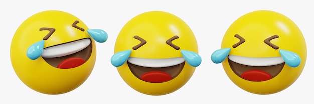 3d Emoticon or Smiley laughing till cry Yellow Ball emoji