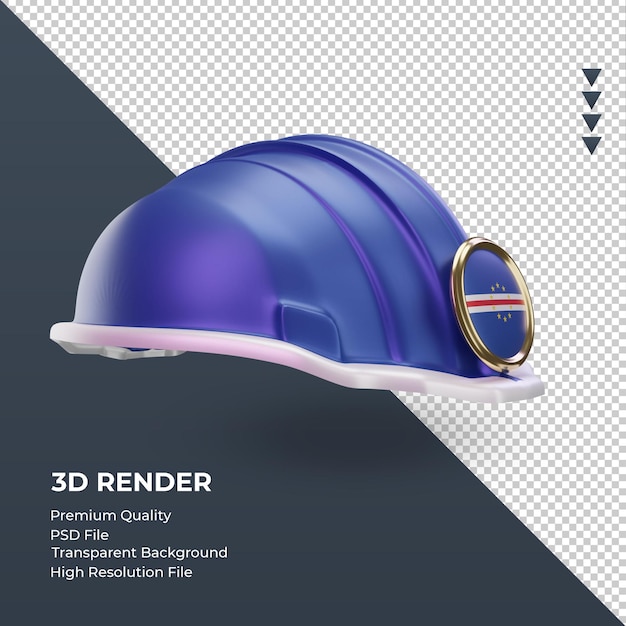 3d engineer Cape Verde flag rendering left view