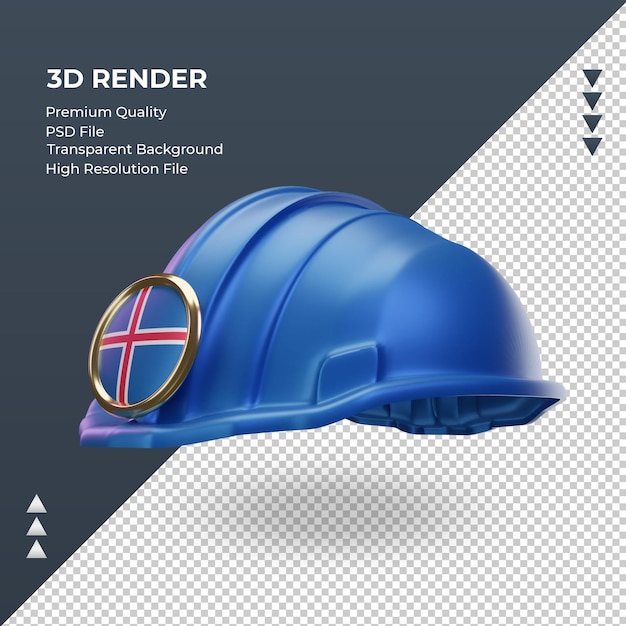 3d engineer Iceland flag rendering right view