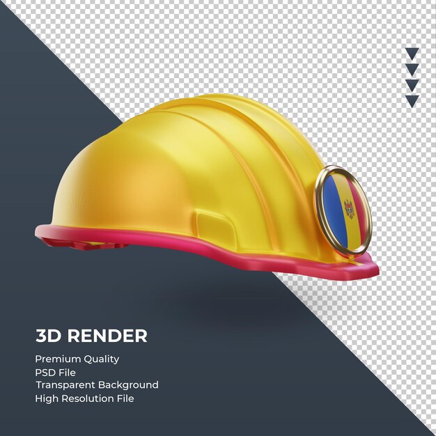 3d engineer Moldova flag rendering left view