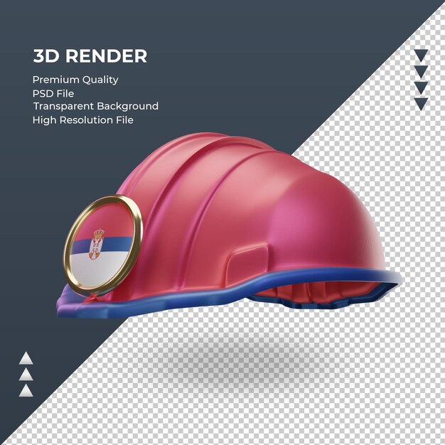 3d engineer Serbia flag rendering right view