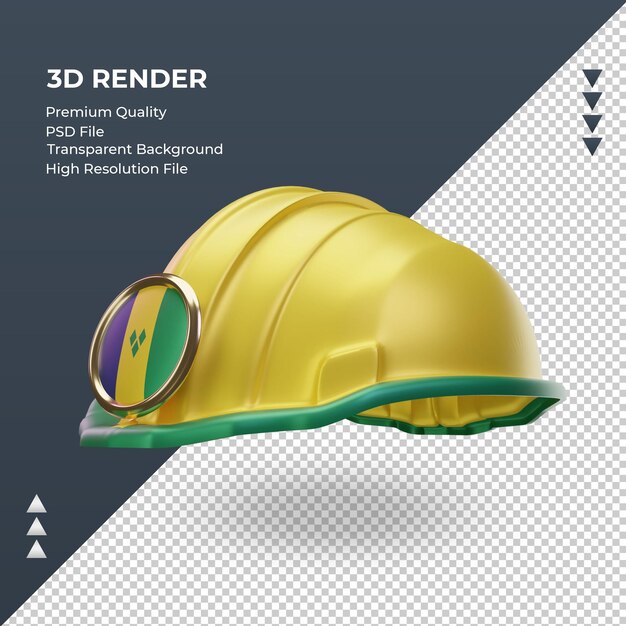 3d engineer St Vincent and the Grenadines flag rendering right view