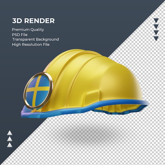 3d engineer Sweden flag rendering right view