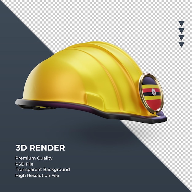 3d engineer Uganda flag rendering left view