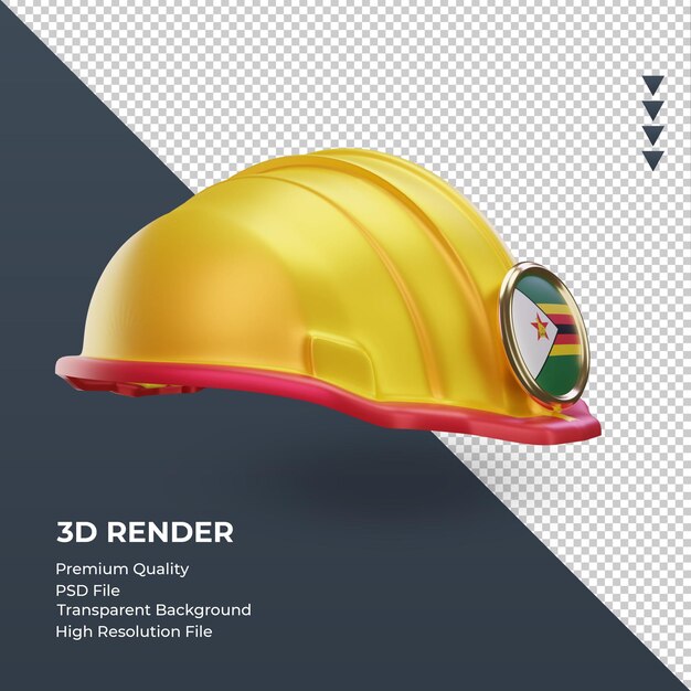 3d engineer Zimbabwe flag rendering left view