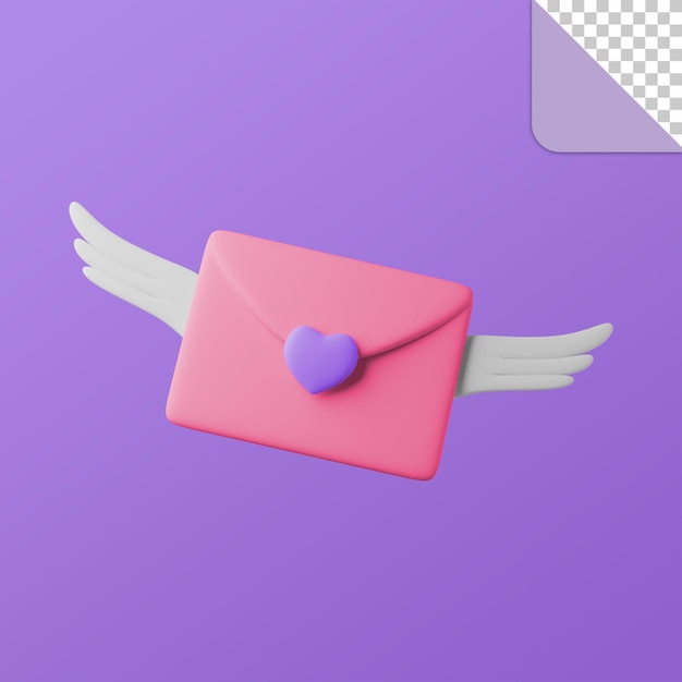 3d envelope with heart icon