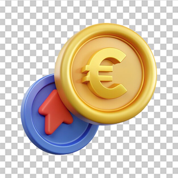 PSD 3d euro coin payment icon successful transaction buy or sell currency online currency transaction online banking modern vector in 3d style