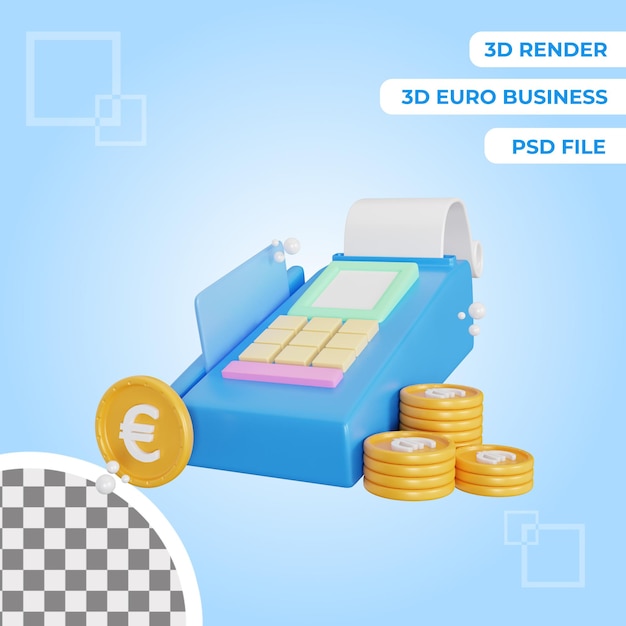 3d euro payment bill icon illustration object isolated