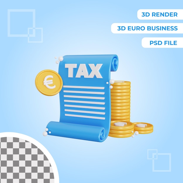 3d euro tax icon illustration object isolated