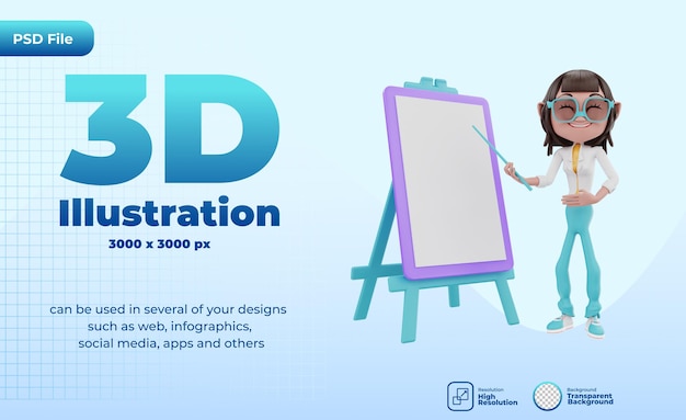 3d explain with presentation board