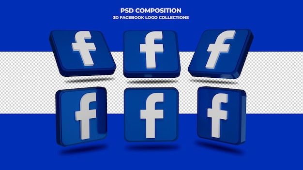 3d facebook icon collections isolated  