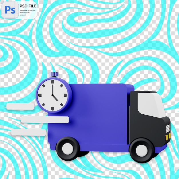 PSD 3d fastest delivery with truck icon isolated png illustration psd template